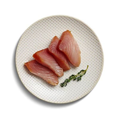 Smoked tuna on plate