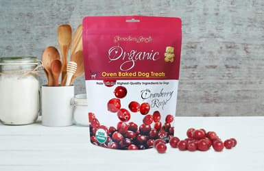 Organic dog treats oven baked cranberry flavor