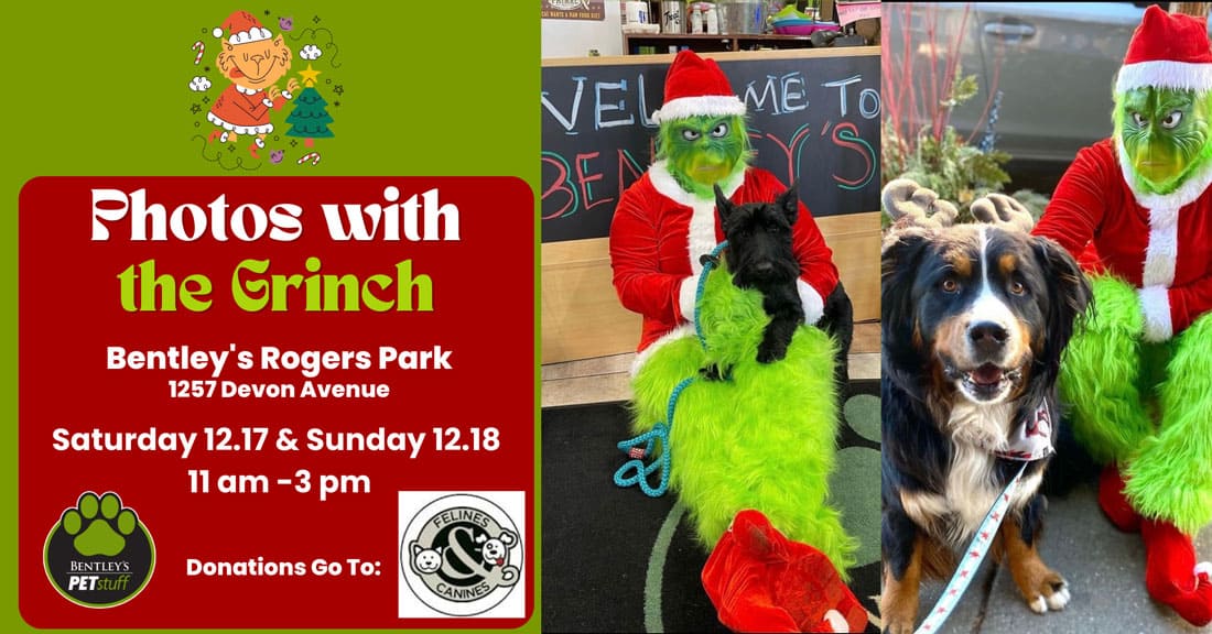 Bentelys petstuff rogers park location photos with the grinch to benefit felines and canines
