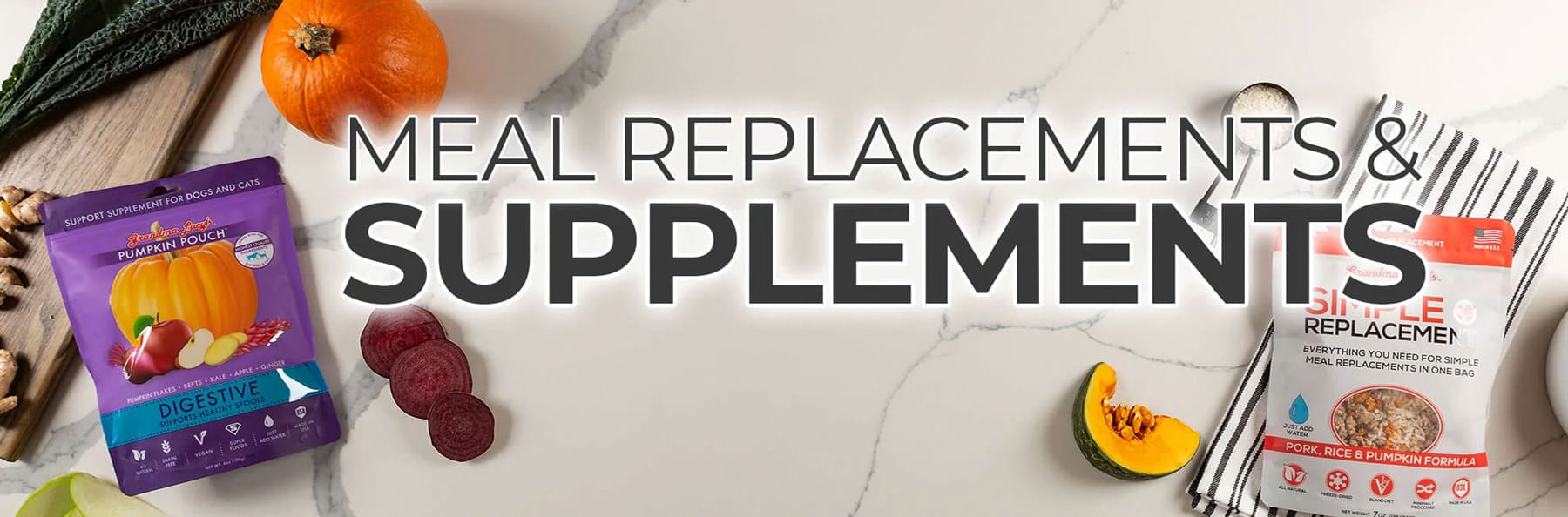 Meal replacement supplements for dogs and cats banner