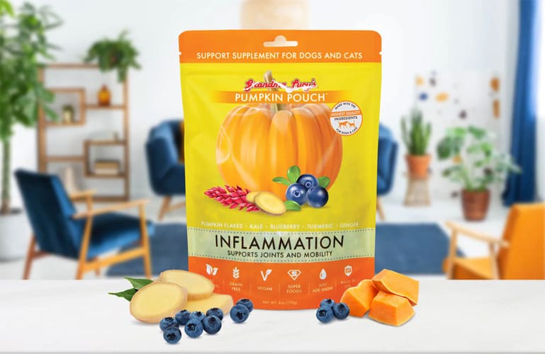 Pumpkin pouch inflammation support supplement for dogs and cats