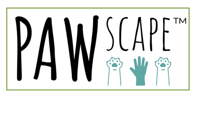 PAWscape white reverse text logo