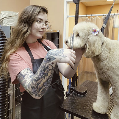 Bentley's petstuff groomer Christina from Downers Grove