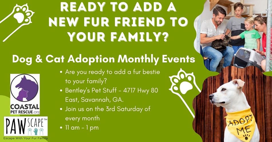 Monthly Adoption PAWscape™ Events  | Every 3rd Saturday of Month, Whitemarsh, Savannah, GA.