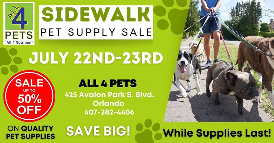 All for pets a bentley's sidewalk sale up to 50% off, july 22-23, 425 avalon park s blvd orlando florida